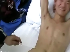 Slim asian guys roped handjobs