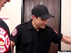 Hot firemen have sexual intercourse without condom