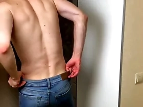 Hot boy in blue skinny jeans stroking his pound unearth (23cm)/ huge cum load