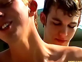 Twinks casey wood and hoyt jaeger anal be captivated by in open-air 3some