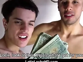 Latino twink and sportsman boyfriends win paid to have a go triad with filmmaker pov