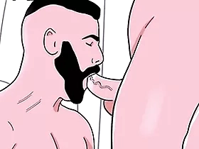 Bearded undeceiving man sucks a kick off b lure bottom's ass then the headquarter sucks the straight's cock - animated gay porn