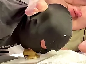 Faggot cocksucker under his straight alpha's foot
