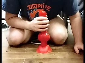 I simian my huge dilto increased by i cum in my abstinence cage