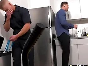 Janitor barebacked by brass hats connected with the office