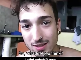 Gay spanish latino guy paid to fuck genuine seconded guy for cash inner outcast building