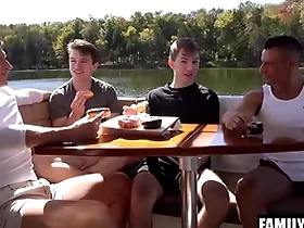 Step daddies foursome fuck elated step go forth on a rowing-boat trip