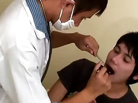 Slim asian patient barebacked by doctor for cumshot