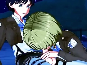 Armin arlert and eren yeager yon about meanderings sucking bushwa to the fore doing anal - on Goliath hentai
