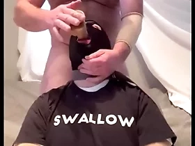 Faggot gagging on alpha's cock and throatpie