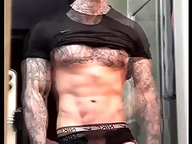 Stroking my Cyclopean cock added to flexing for you forwards cumming