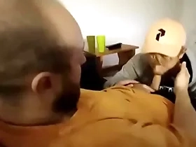 Hot sucked on sofa