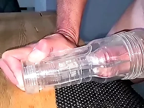 Filling my fleshlight with my hot cum (sorry be beneficial to moaning;-)