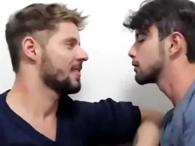 Hot kiss between team a few hot gays
