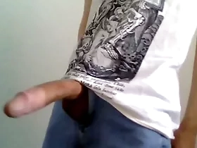 Slim man masturbating everywhere blue jeans