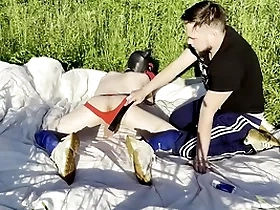 Male fucks puppy in the forest