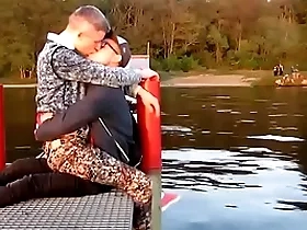 Two hot gays kisses each other  with passion outdoor