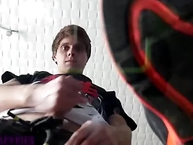 Pov: hot twink makes you worship his sneakers together with cums overhead you