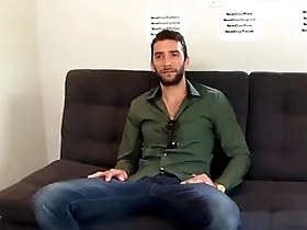 Casting amateur otter masturbates on someone's skin couch